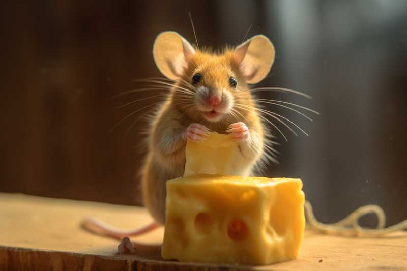 mouse eating cheese