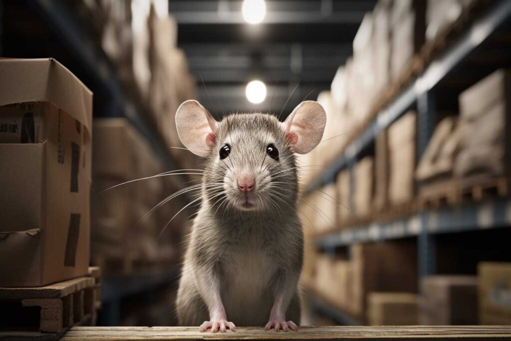 rodent in a warehouse