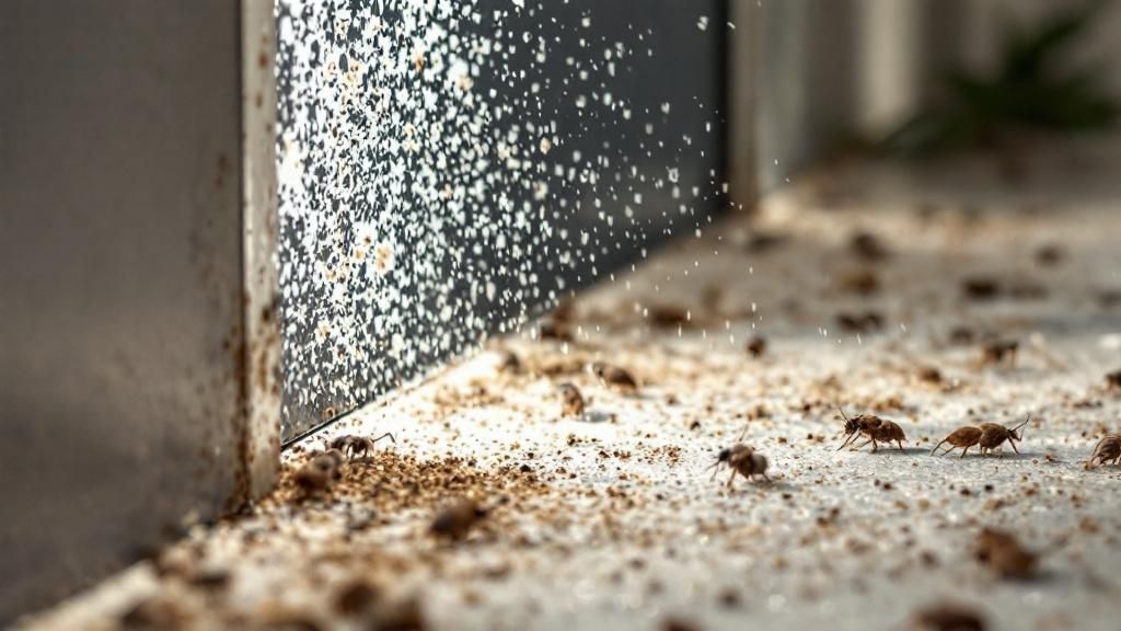 A series of images showing expert tips for pest control, like sealing entry points and using natural repellents.