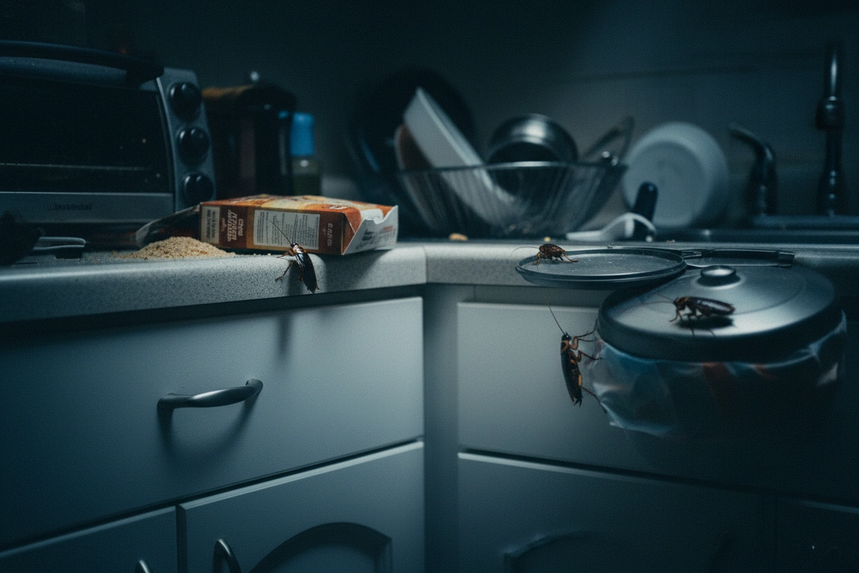 Professional image illustrating Identifying Roaches' Favorite Hiding Spots