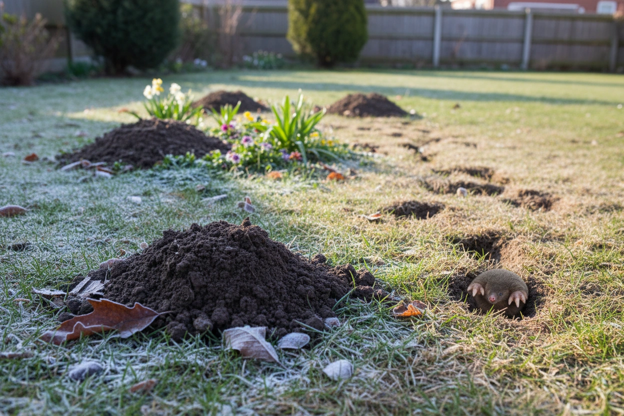 Professional image illustrating Landscape Damage Caused by Moles