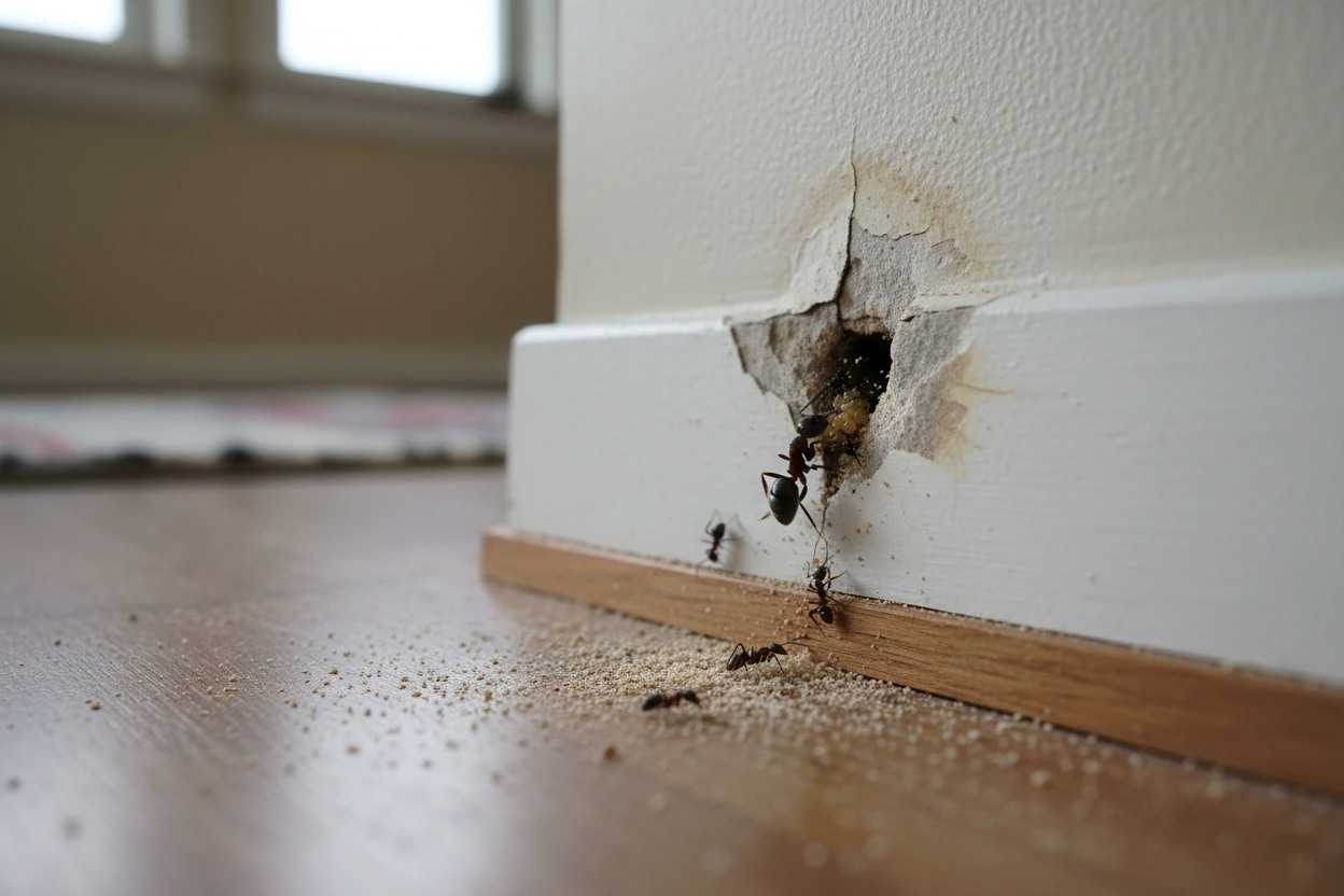 Professional image illustrating Recognizing the Signs of Ant Activity in Your Home