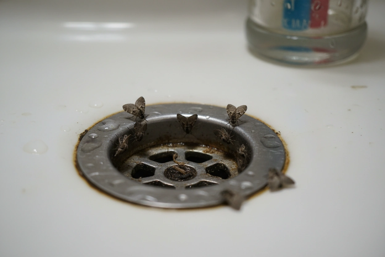 Professional image illustrating Recognizing the Signs of Drain Fly Infestation