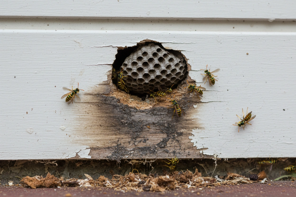 Professional image illustrating Identifying Signs of Wasp Infestation