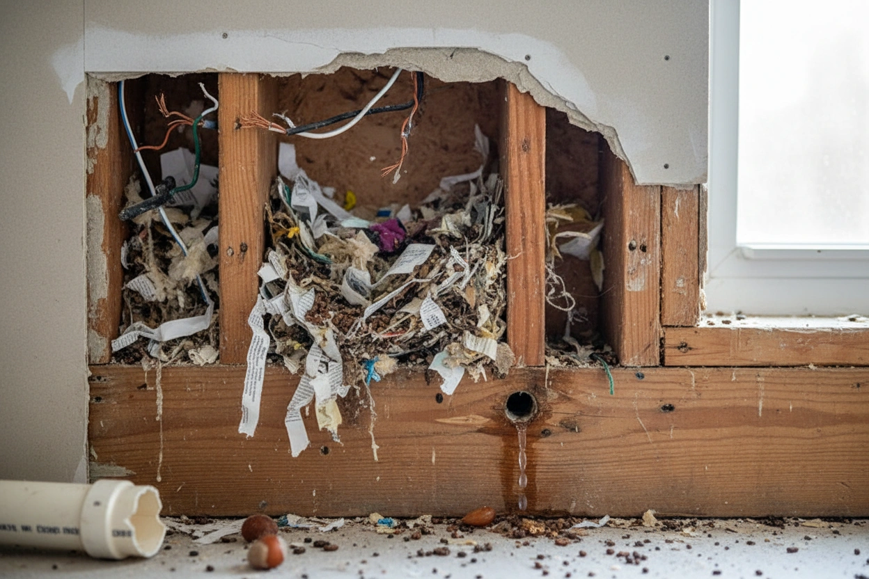 Professional image illustrating Recognizing the Signs of Rodent Damage