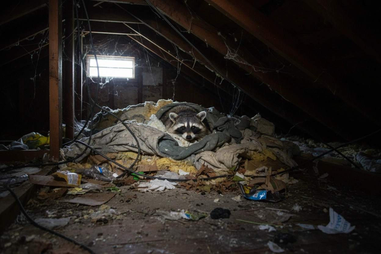 Professional image illustrating The Mysterious Life of Raccoons in Your Attic