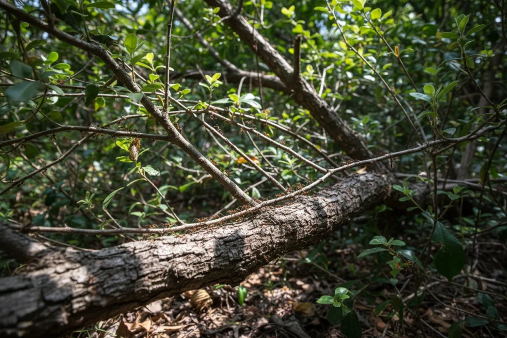 How Tree Branches and Shrubs Can Create Ant Highways