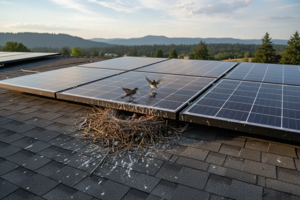 Solar Panel Installations Are Creating New Bird Nesting Problems on Oregon Roofs